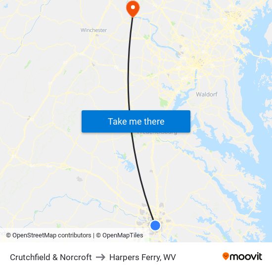 Crutchfield & Norcroft to Harpers Ferry, WV map