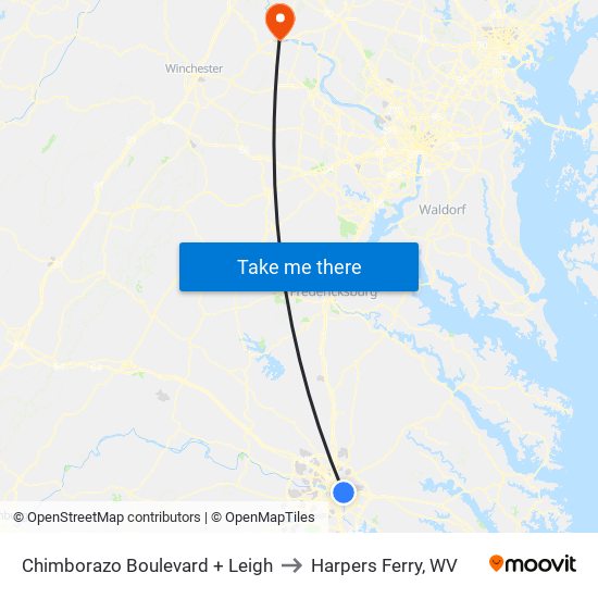 Chimborazo Boulevard + Leigh to Harpers Ferry, WV map