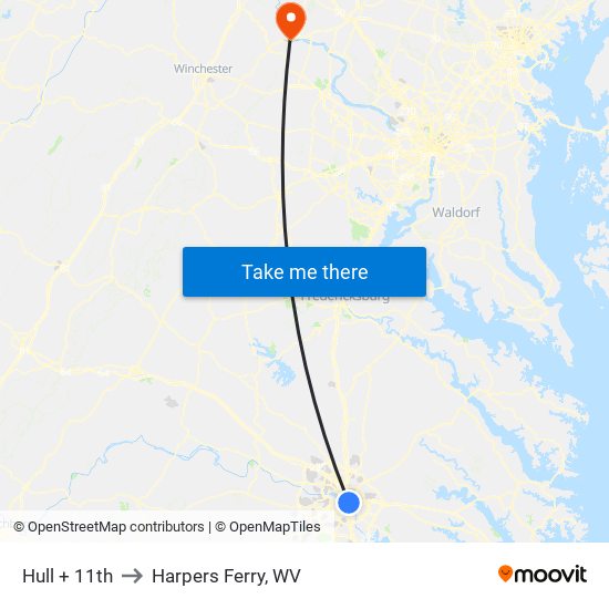 Hull + 11th to Harpers Ferry, WV map