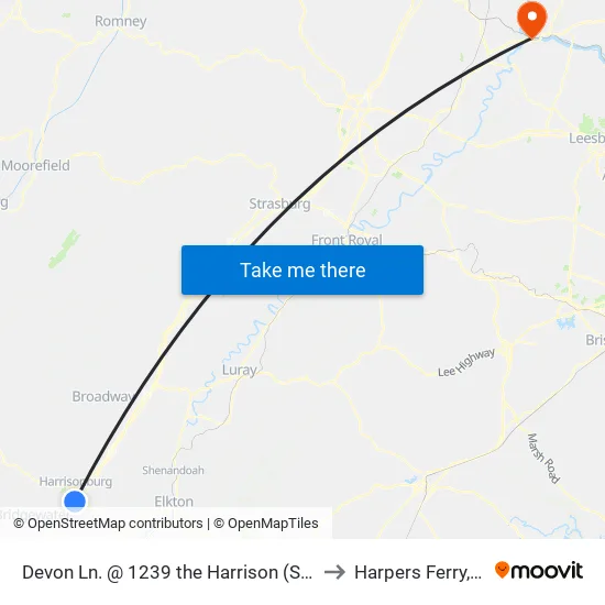 Devon Ln. @ 1239 the Harrison (Shelter) to Harpers Ferry, WV map