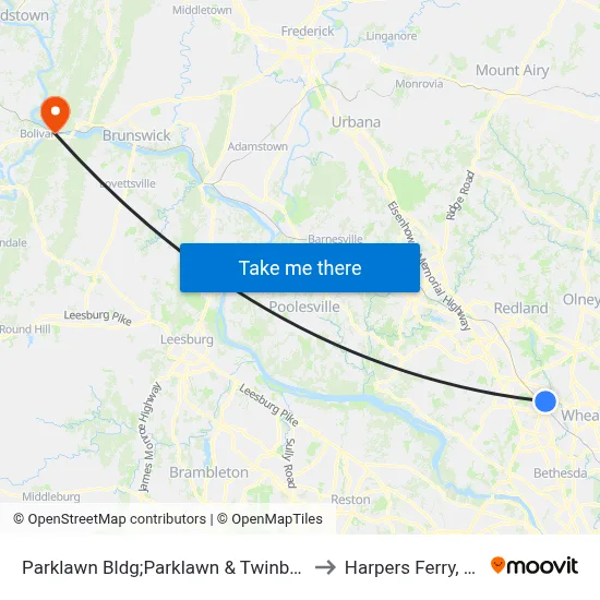 Parklawn Bldg;Parklawn & Twinbrook to Harpers Ferry, WV map