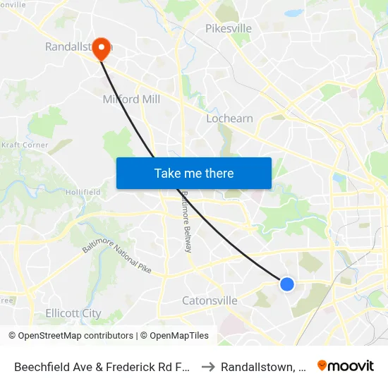 Beechfield Ave & Frederick Rd FS Sb to Randallstown, MD map