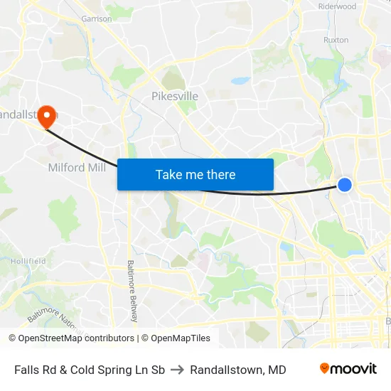 Falls Rd & Cold Spring Ln Sb to Randallstown, MD map