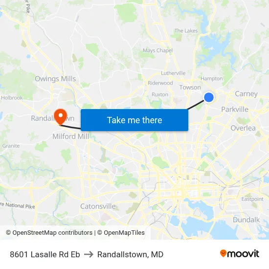 8601 Lasalle Rd Eb to Randallstown, MD map