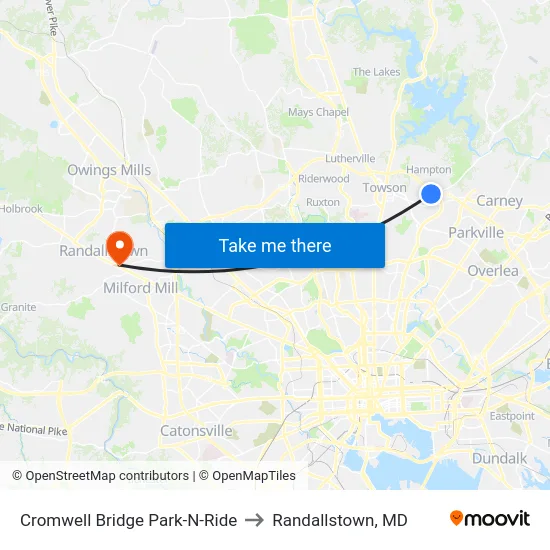Cromwell Bridge Park-N-Ride to Randallstown, MD map