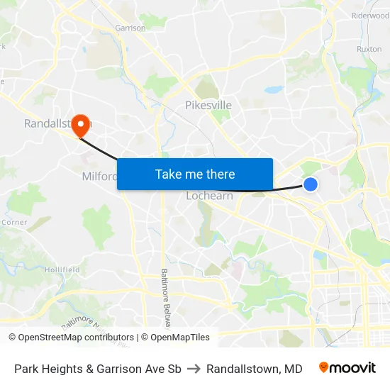 Park Heights & Garrison Ave Sb to Randallstown, MD map