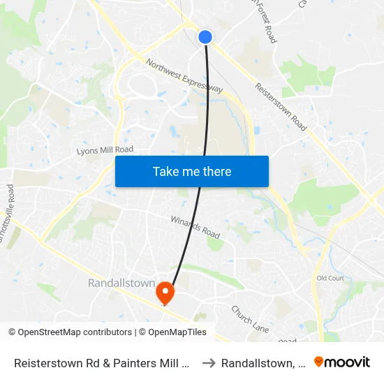 Reisterstown Rd & Painters Mill Rd Sb to Randallstown, MD map