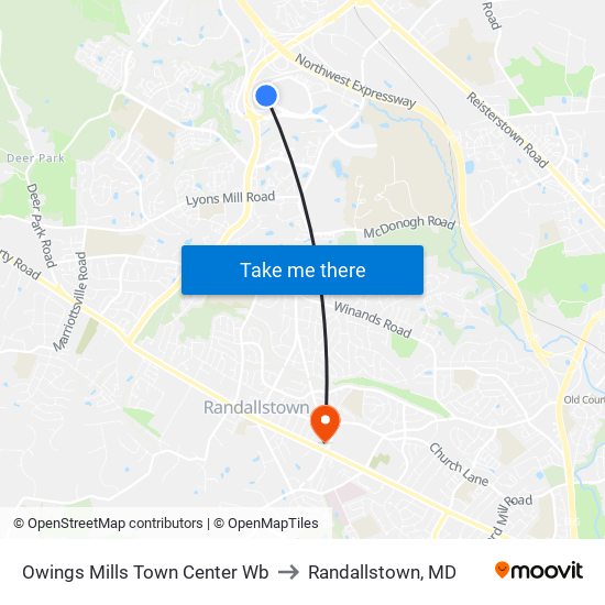 Owings Mills Town Center Wb to Randallstown, MD map