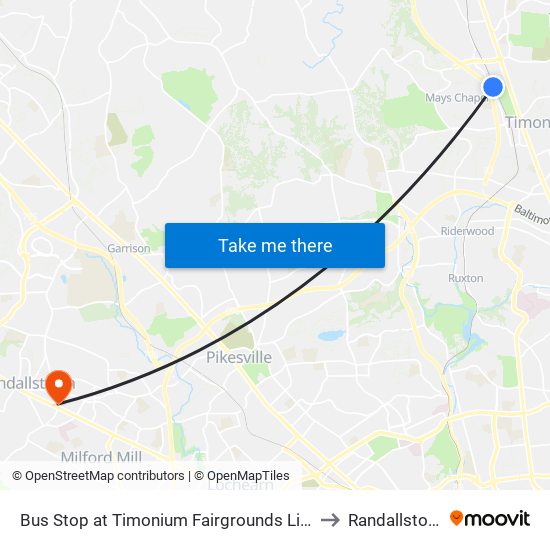 Bus Stop at Timonium Fairgrounds Light Rail Station Sb to Randallstown, MD map