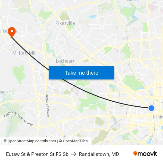 Eutaw St & Preston St FS Sb to Randallstown, MD map