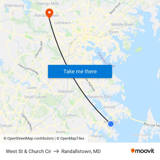 West St & Church Cir to Randallstown, MD map