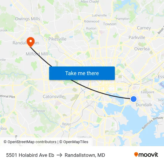 5501 Holabird Ave Eb to Randallstown, MD map