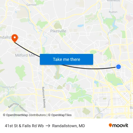 41st St & Falls Rd Wb to Randallstown, MD map