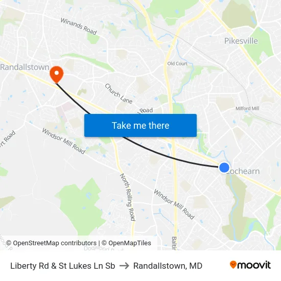 Liberty Rd & St Lukes Ln Sb to Randallstown, MD map
