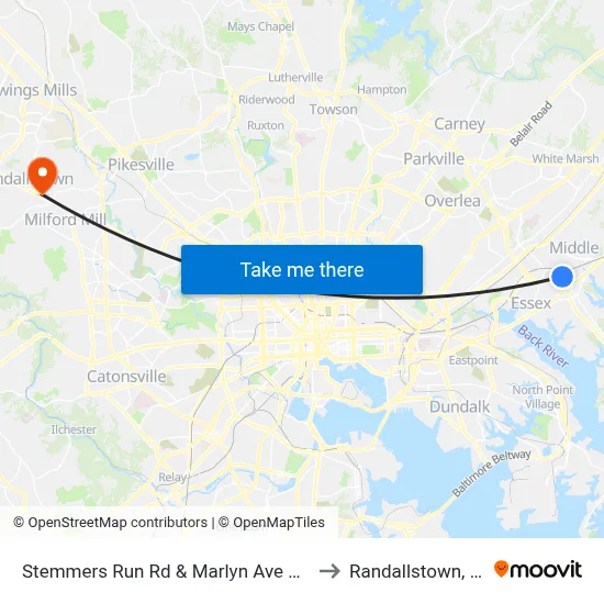 Stemmers Run Rd & Marlyn Ave FS Nb to Randallstown, MD map