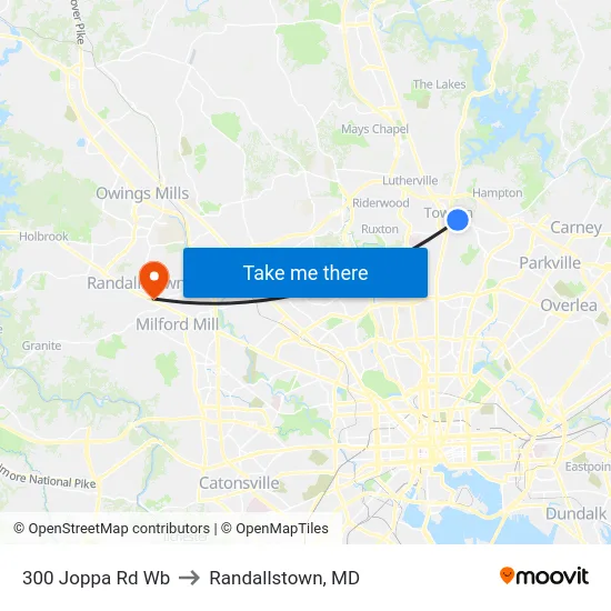 300 Joppa Rd Wb to Randallstown, MD map