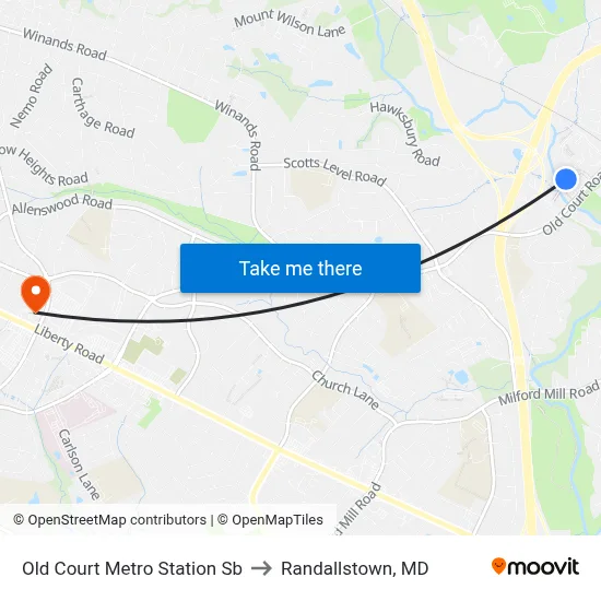 Old Court Metro Station Sb to Randallstown, MD map