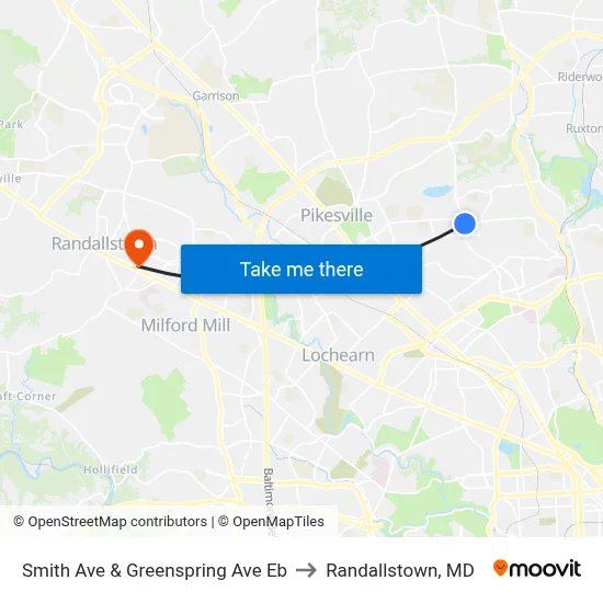 Smith Ave & Greenspring Ave Eb to Randallstown, MD map