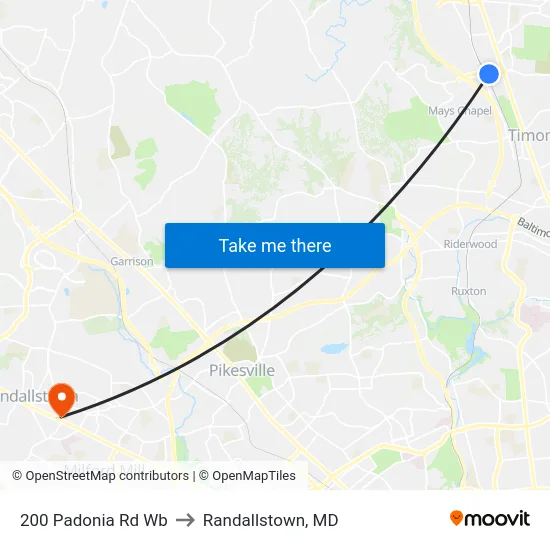 200 Padonia Rd Wb to Randallstown, MD map