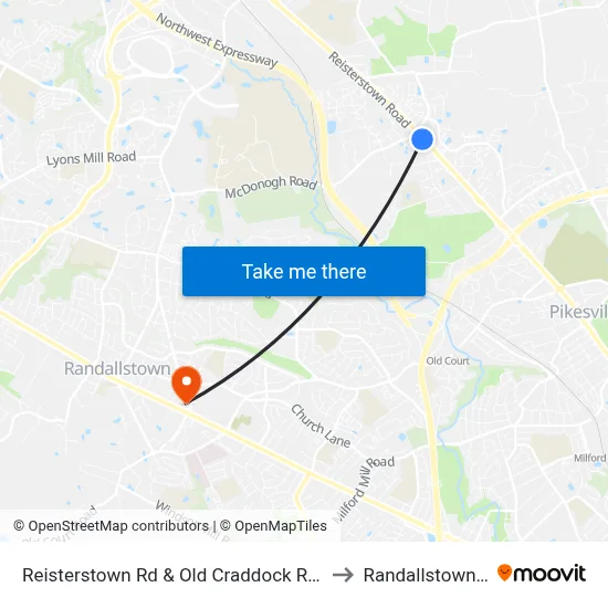 Reisterstown Rd & Old Craddock Rd Opp Sb to Randallstown, MD map