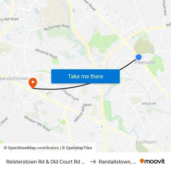 Reisterstown Rd & Old Court Rd FS Sb to Randallstown, MD map