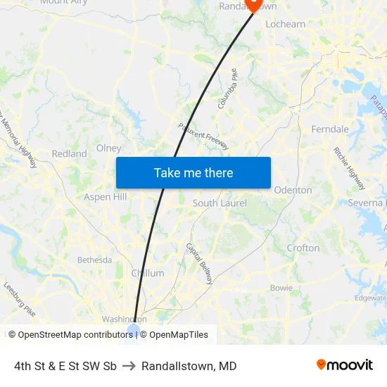 4th St & E St SW Sb to Randallstown, MD map