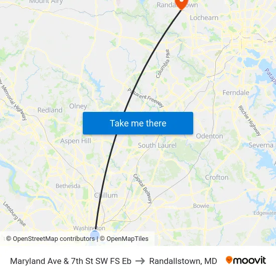 Maryland Ave & 7th St SW FS Eb to Randallstown, MD map
