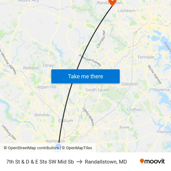 7th St & D & E Sts SW Mid Sb to Randallstown, MD map