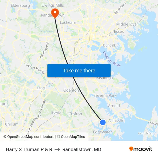 Harry S Truman P & R to Randallstown, MD map