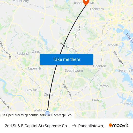 2nd St & E Capitol St (Supreme Court) Sb to Randallstown, MD map