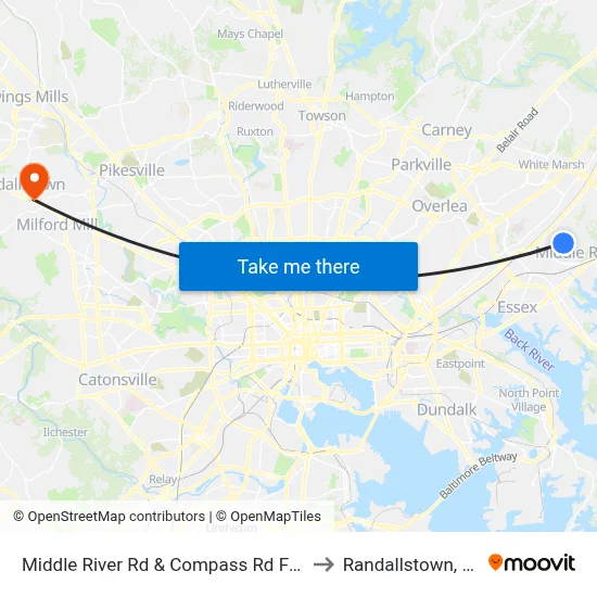 Middle River Rd & Compass Rd FS Sb to Randallstown, MD map