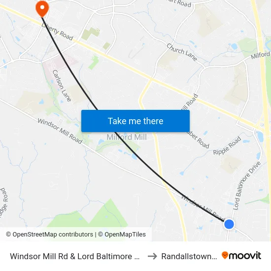 Windsor Mill Rd & Lord Baltimore Dr FS Wb to Randallstown, MD map