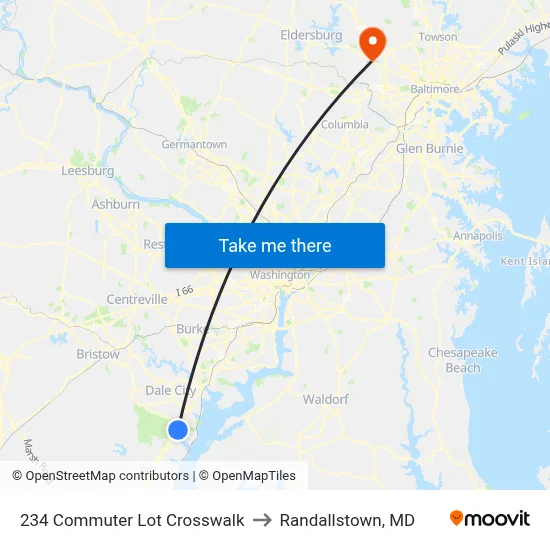 234 Commuter Lot Crosswalk to Randallstown, MD map