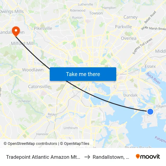 Tradepoint Atlantic Amazon Mtn6 to Randallstown, MD map