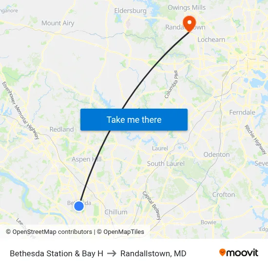 Bethesda Station & Bay H to Randallstown, MD map