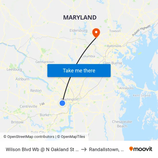 Wilson Blvd Wb @ N Oakland St FS to Randallstown, MD map