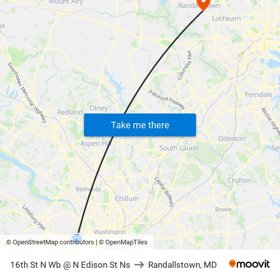 16th St N Wb @ N Edison St Ns to Randallstown, MD map