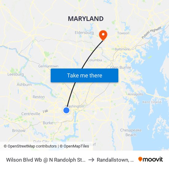 Wilson Blvd Wb @ N Randolph St MB to Randallstown, MD map