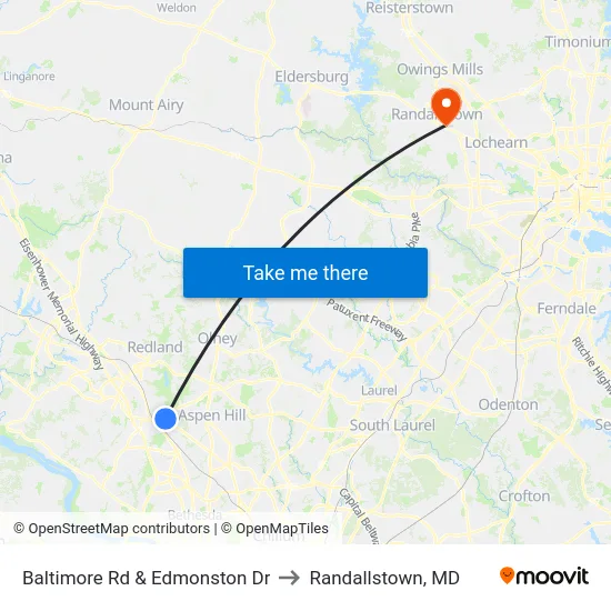 Baltimore Rd & Edmonston Dr to Randallstown, MD map