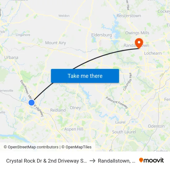 Crystal Rock Dr & 2nd Driveway South to Randallstown, MD map