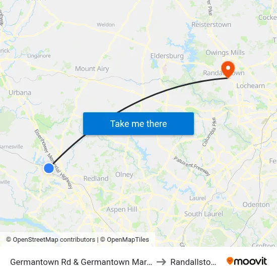 Germantown Rd & Germantown Marc Park & Ride to Randallstown, MD map