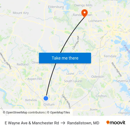 E Wayne Ave & Manchester Rd to Randallstown, MD map
