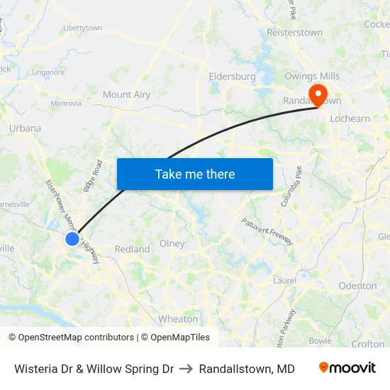 Wisteria Dr & Willow Spring Dr to Randallstown, MD map