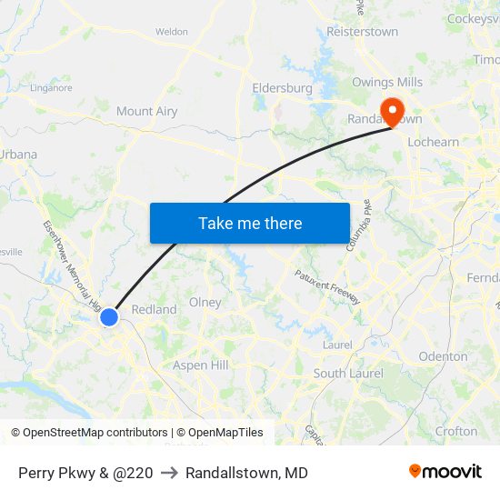 Perry Pkwy & @220 to Randallstown, MD map