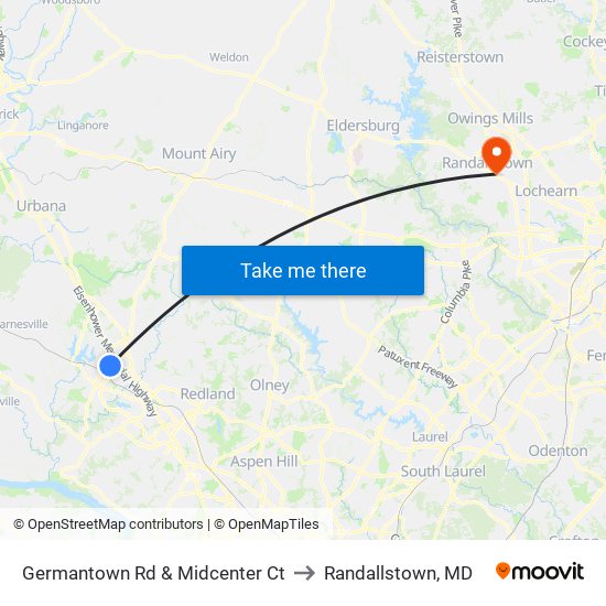 Germantown Rd & Midcenter Ct to Randallstown, MD map