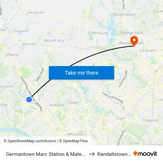 Germantown Marc Station & Mateny Hill Rd to Randallstown, MD map