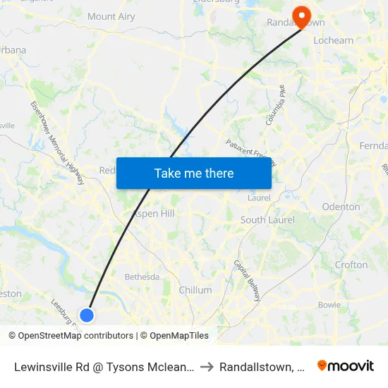 Lewinsville Rd @ Tysons Mclean Dr to Randallstown, MD map