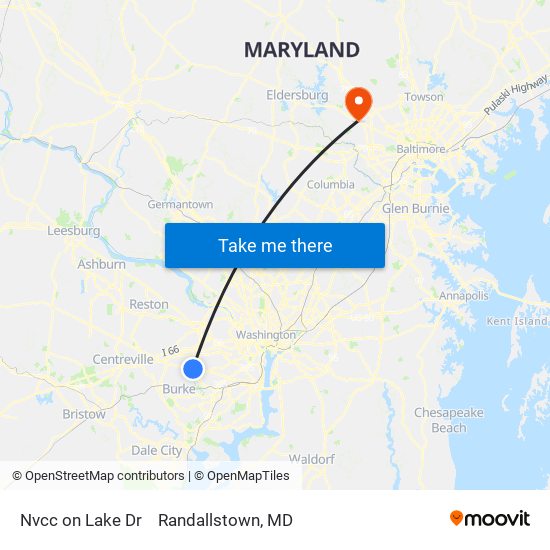 Nvcc on Lake Dr to Randallstown, MD map