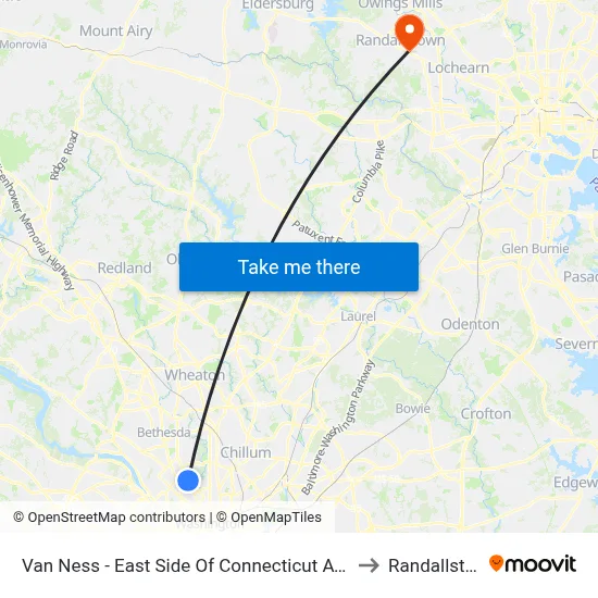 Van Ness - East Side Of Connecticut Ave. North Of Veazy St. NW to Randallstown, MD map