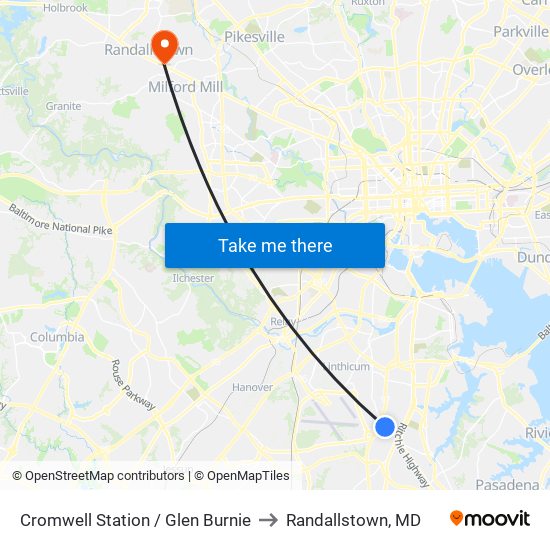 Cromwell Station / Glen Burnie to Randallstown, MD map